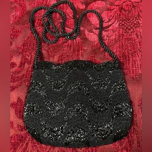 Elegant Black Beaded Evening Bag